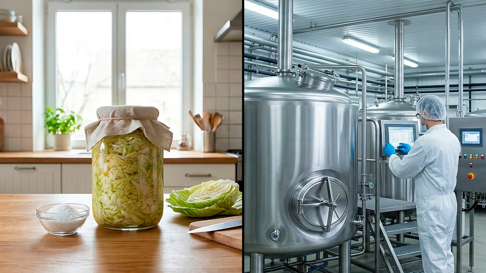 industrial fermentation vs household fermentation